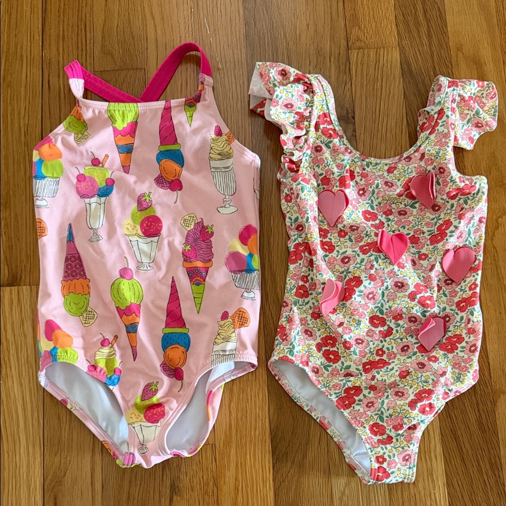 Colorful Ice Cream and Floral Kids One Piece Set